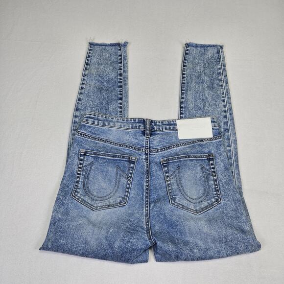 True Religion Womens 29 Jean Halle High Rise Stonewash Stretch Distressed Holes - Picture 16 of 16